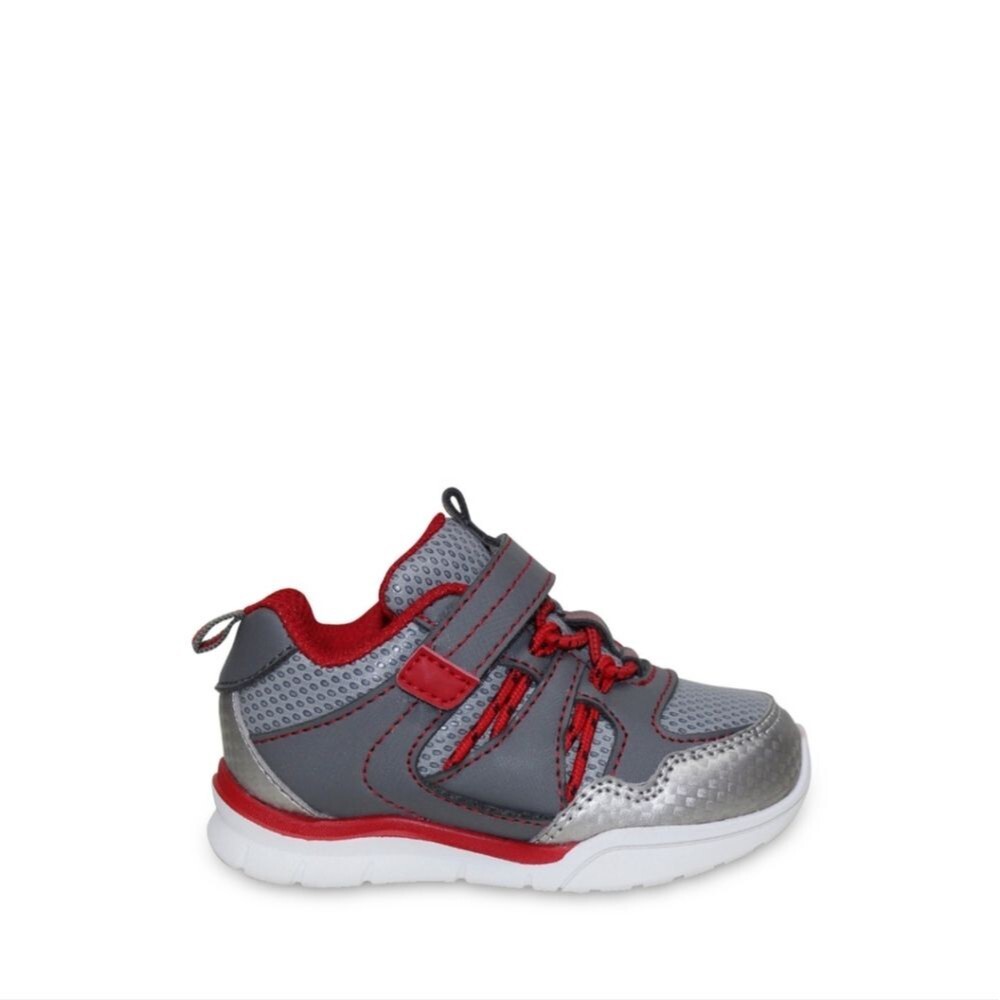 Athletic Works baby size 2 Athletic Bungee Sneakers Grey ans red
